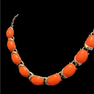 Vintage Coro Orange Moonglow Thermoset Necklace  14” - petite length